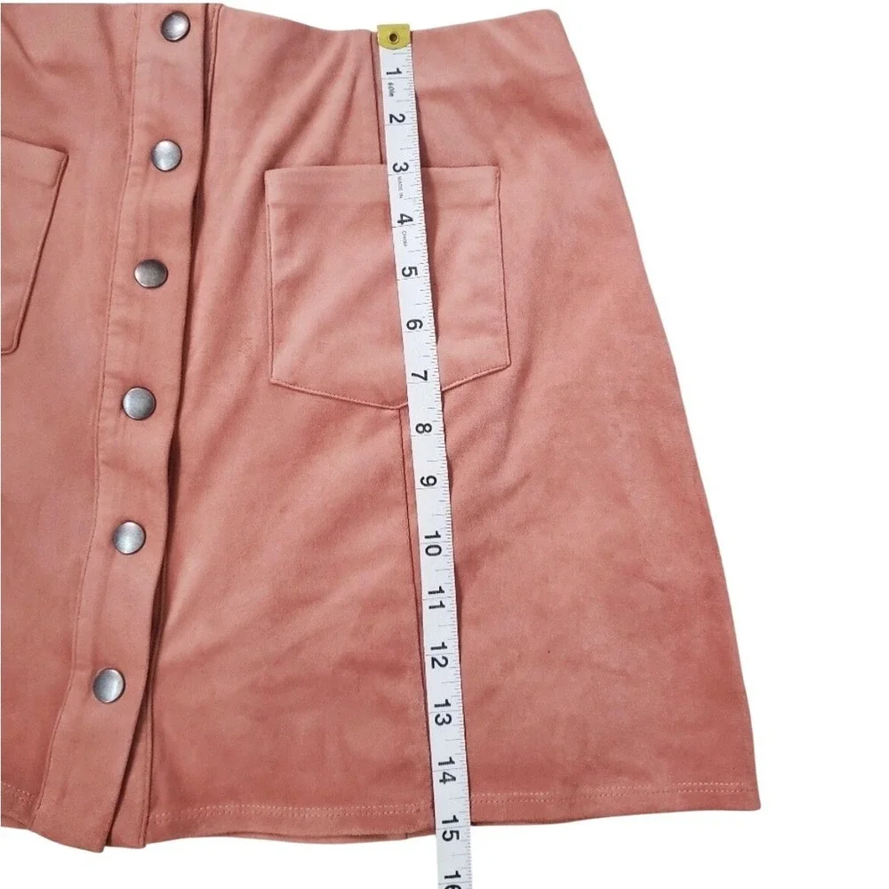 Dusty Rose Faux Suede Button Front Mini Skirt Size Large